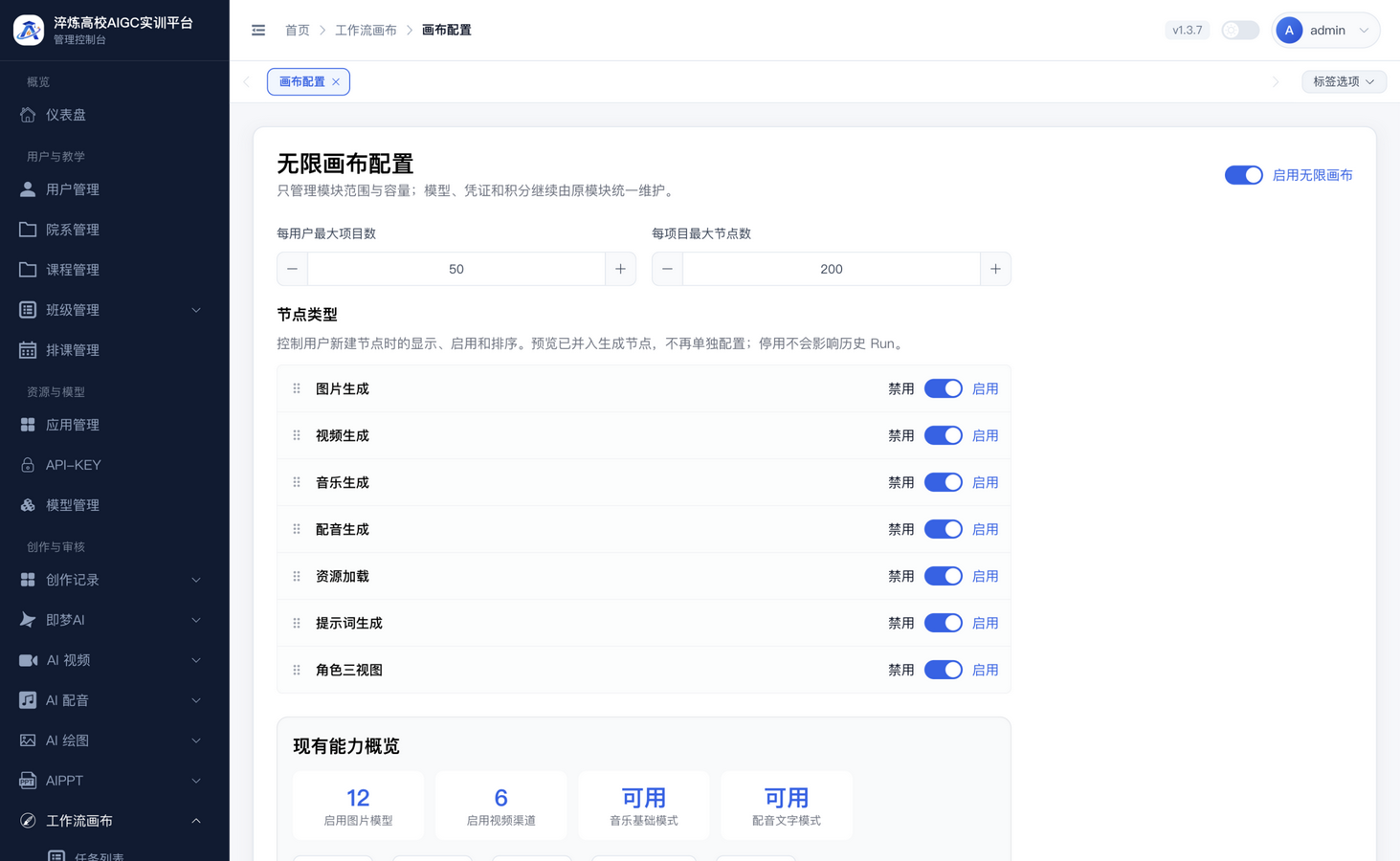 画布配置页